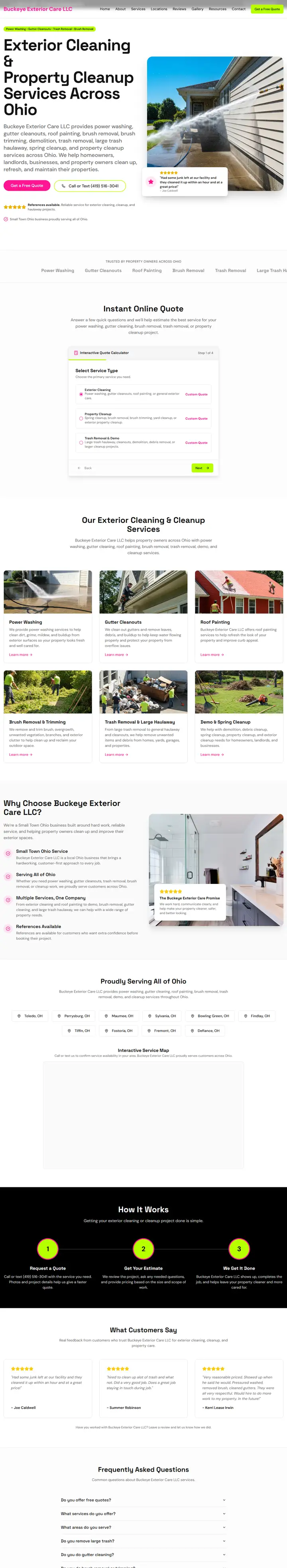 Buckeye Exterior Care website preview