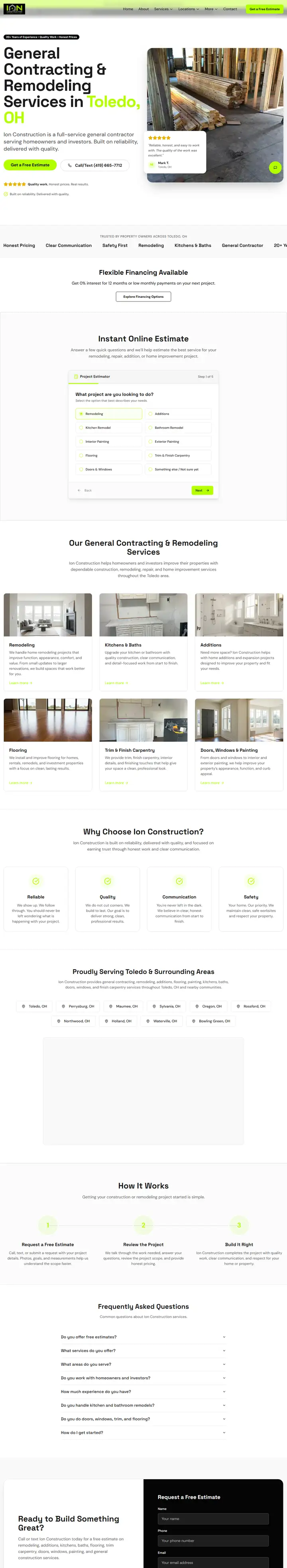 Ion Construction website preview
