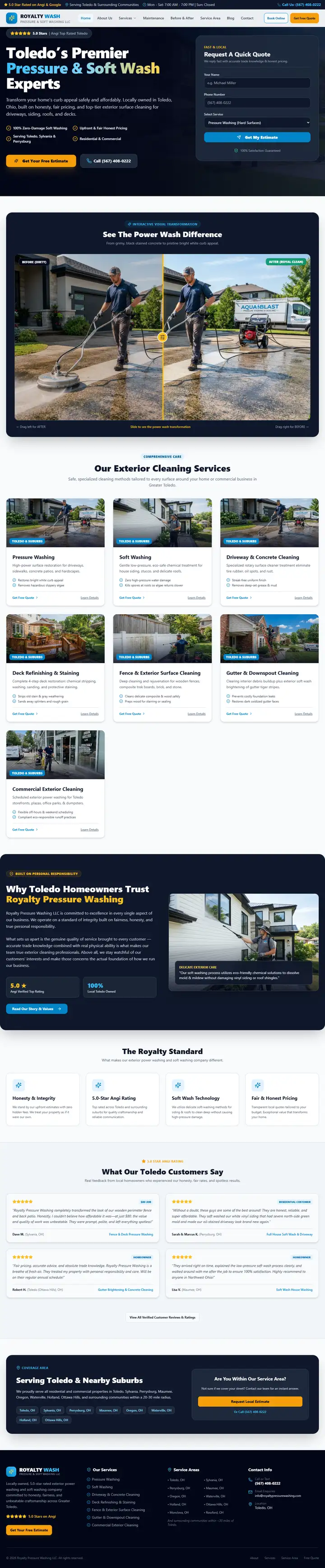 Royalty Pressure Washing website
